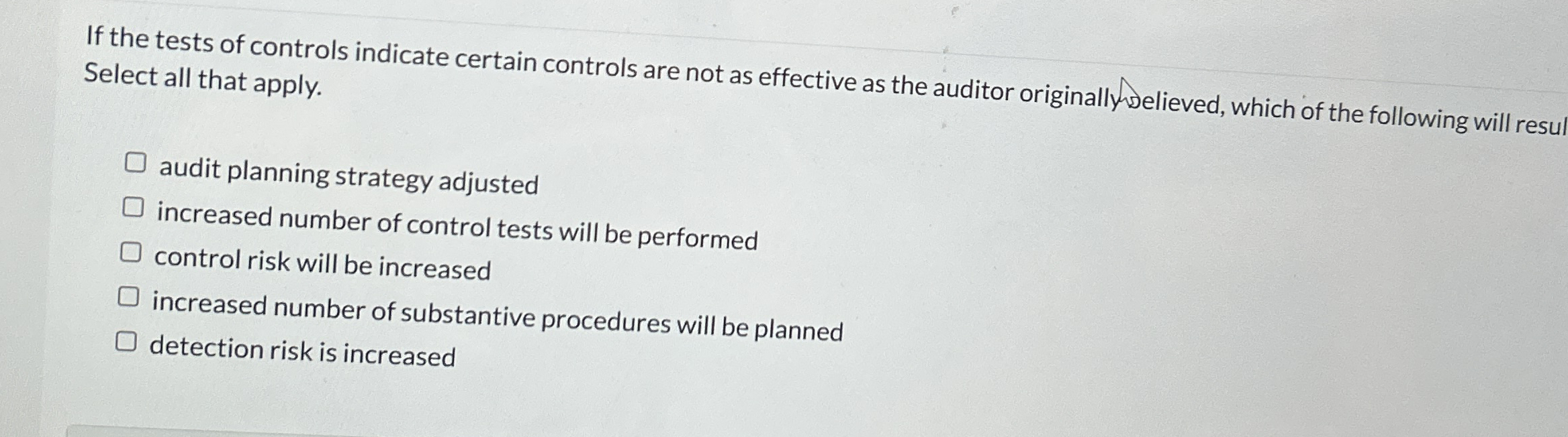 If the tests of controls indicate certain