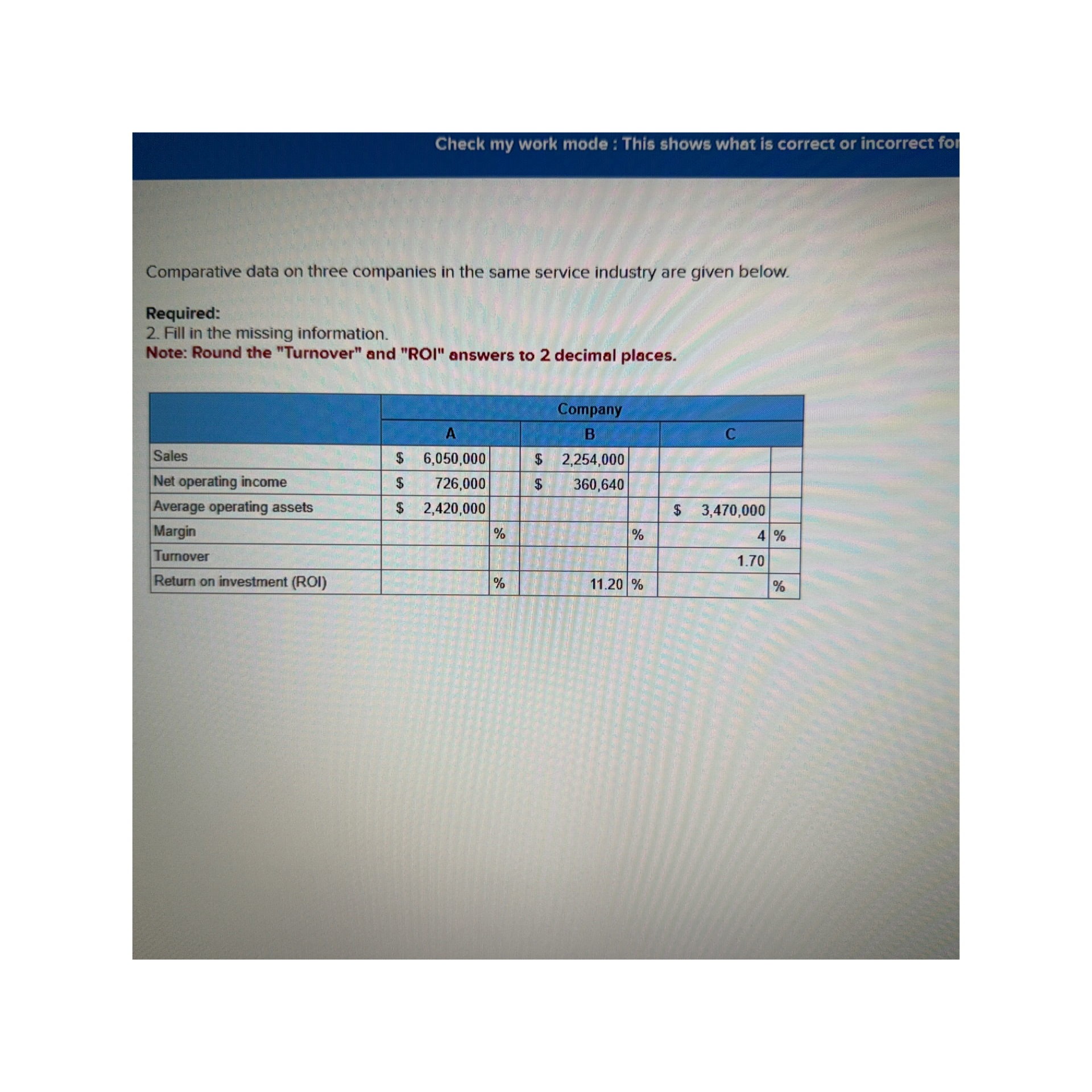 Check my work mode : This shows what is correct