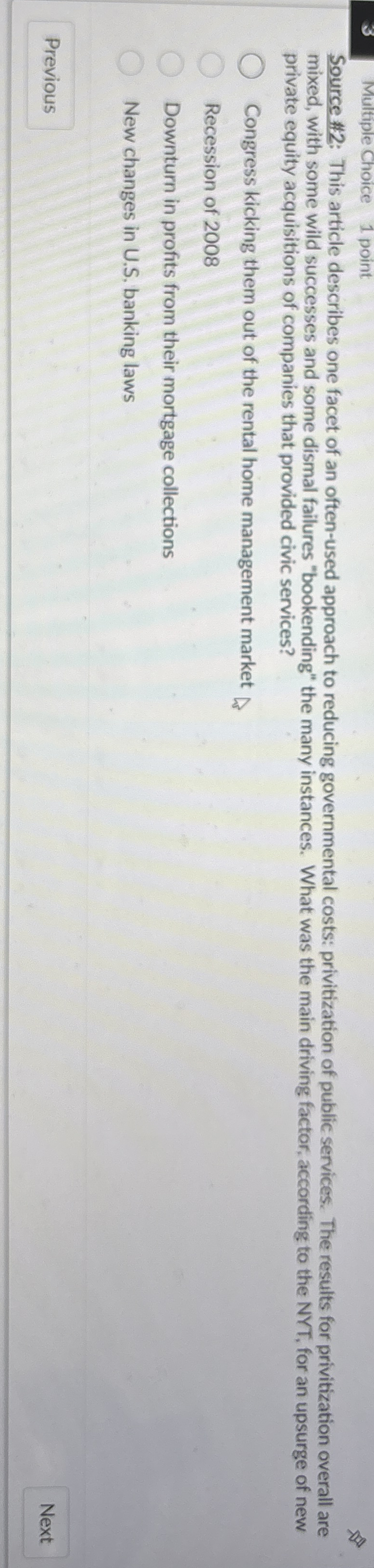 Multiple Choice 1 point Source # 2 : This article