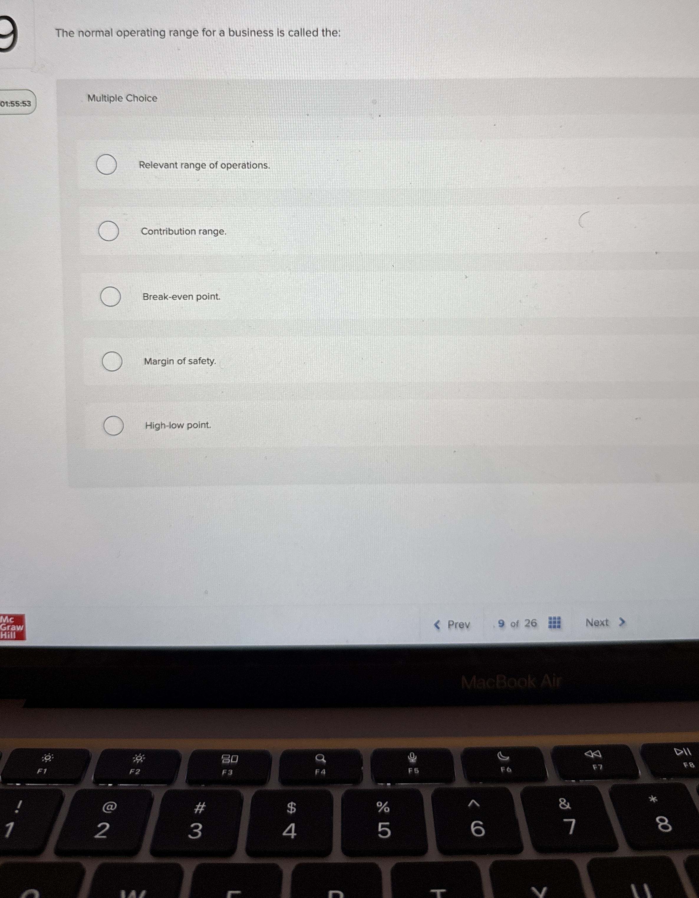 The normal operating range for a business is