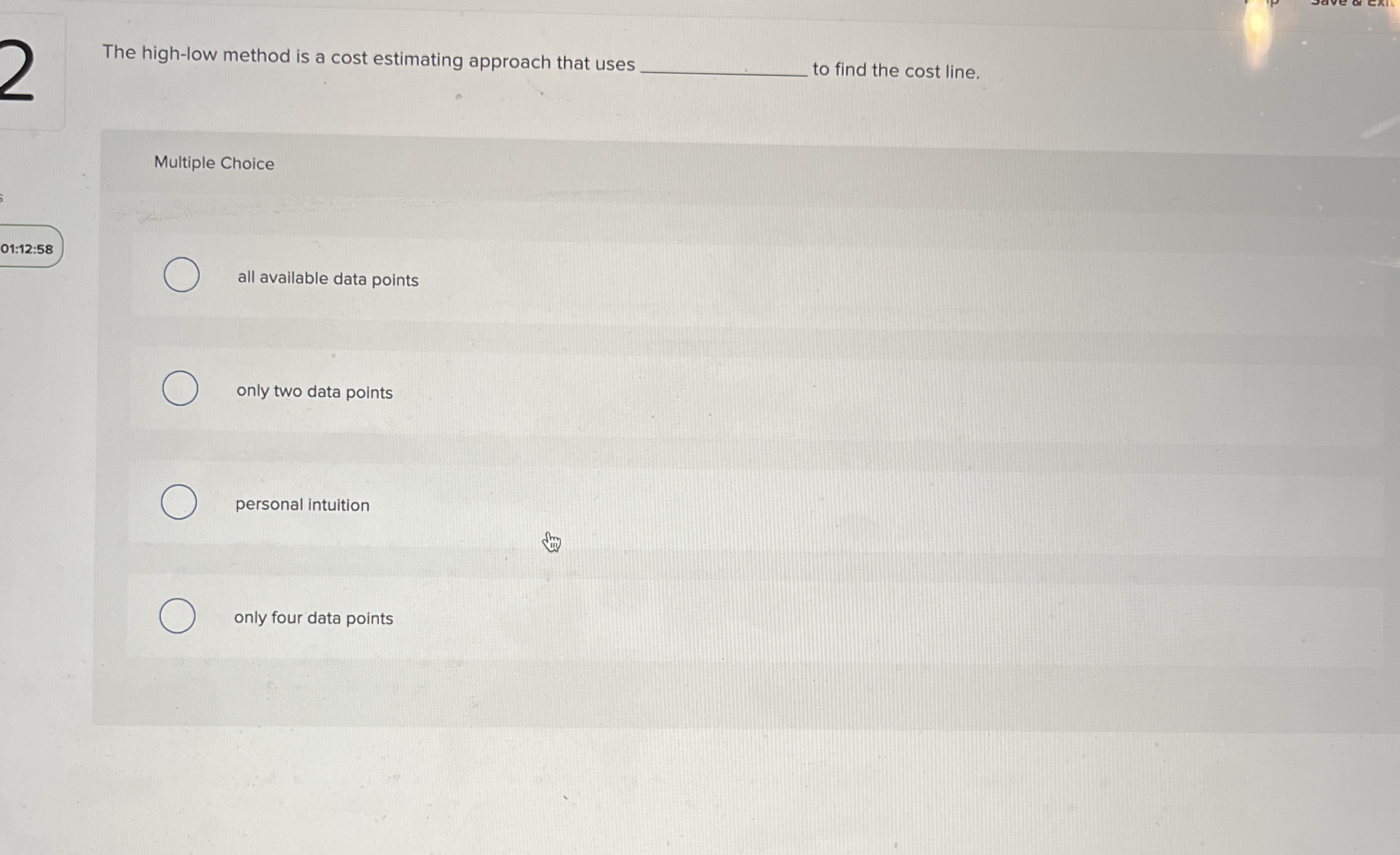 The high - low method is a cost estimating