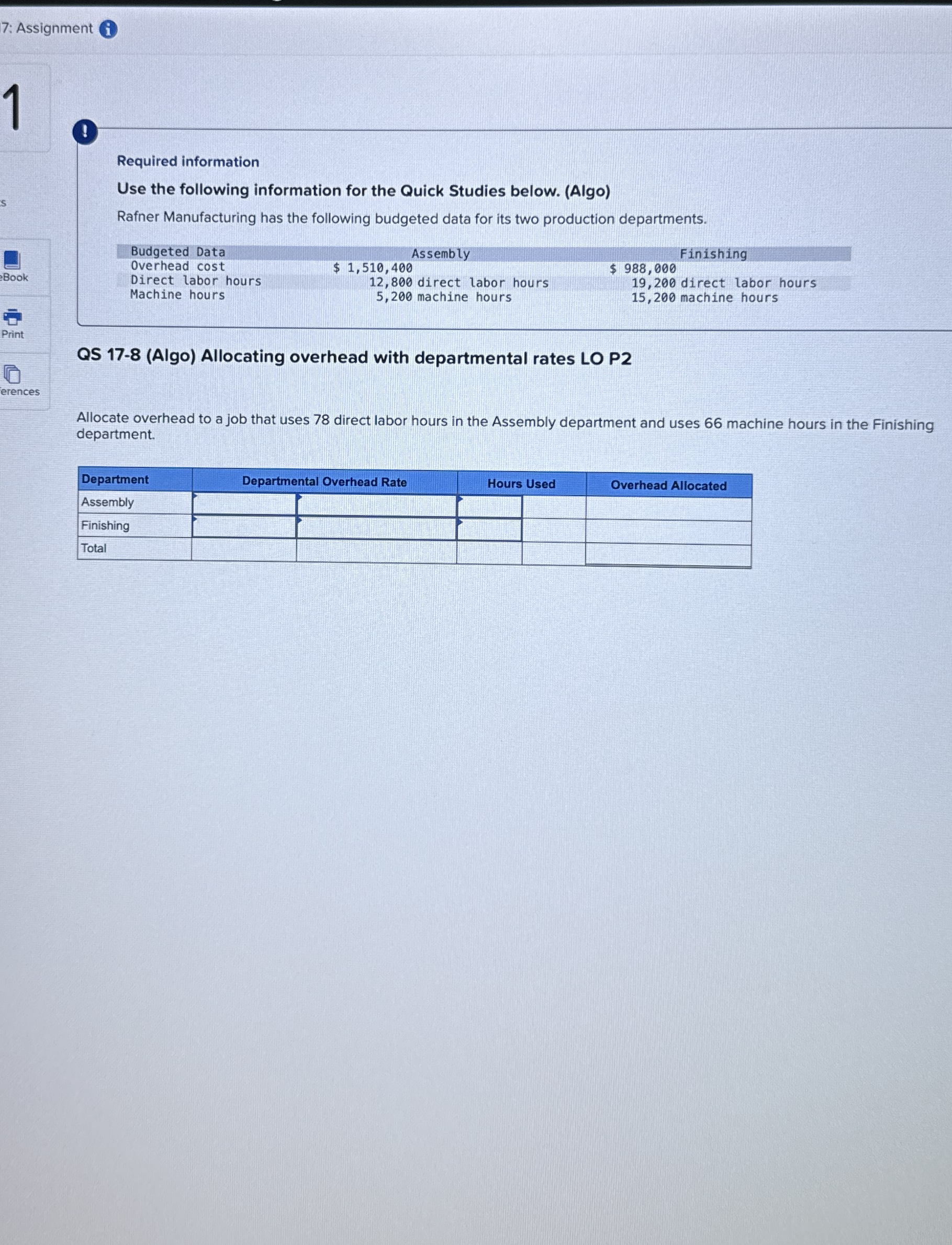 7 : Assignment ! Required information Use the