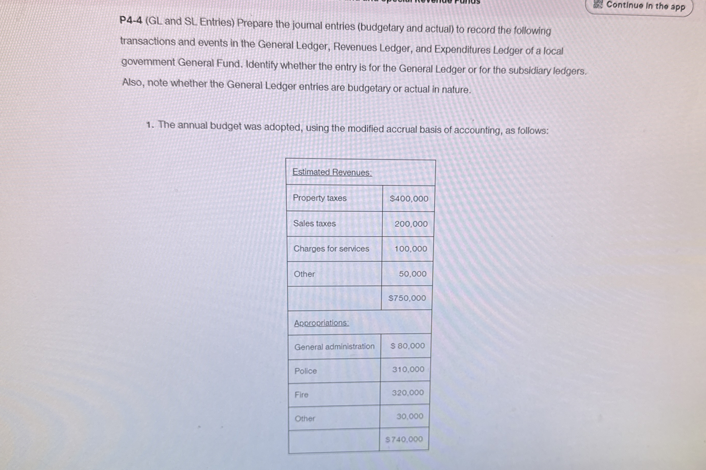 Continue In the app P 4 - 4 ( GL and SL Entries )