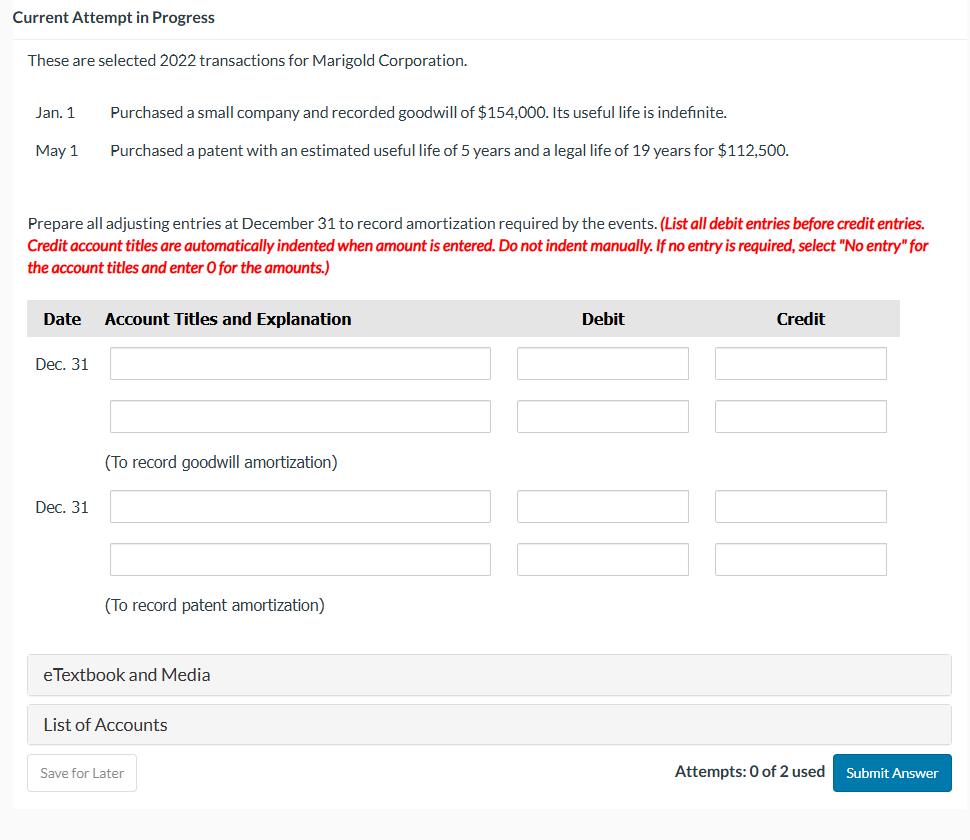 Current Attempt in Progress These are selected 2