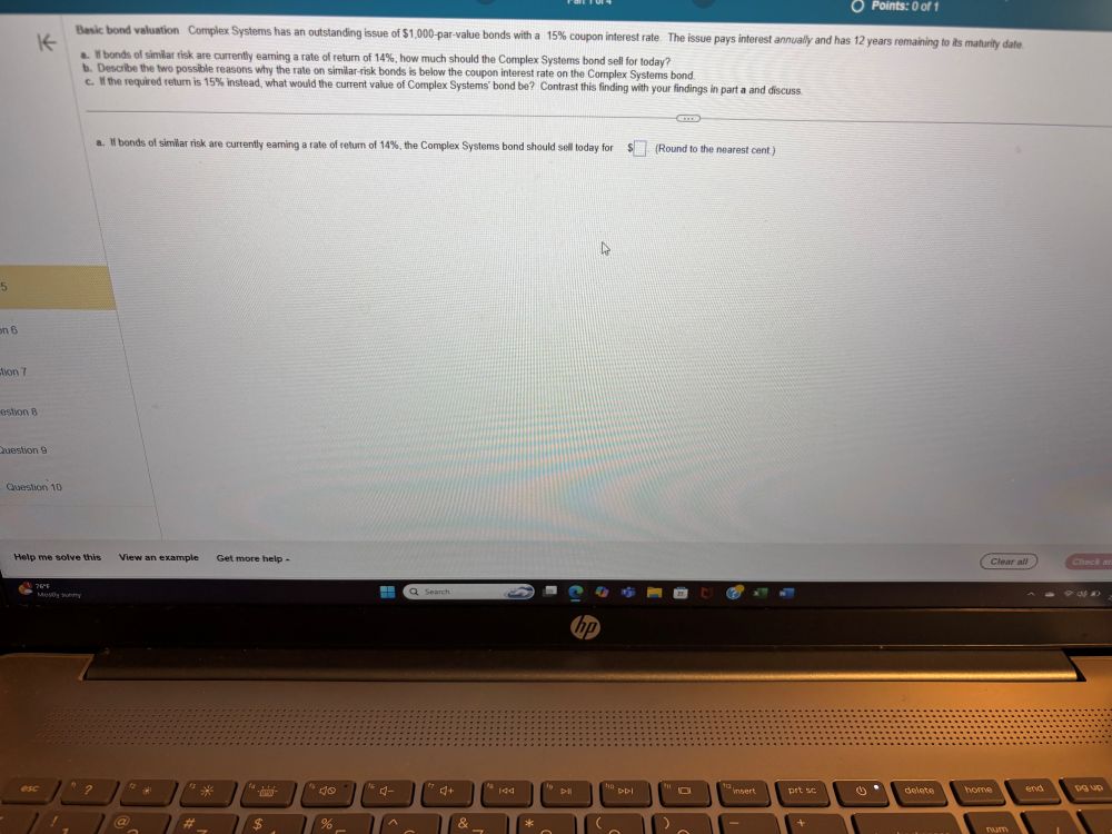 Basic bond valuation Complex Systems has an