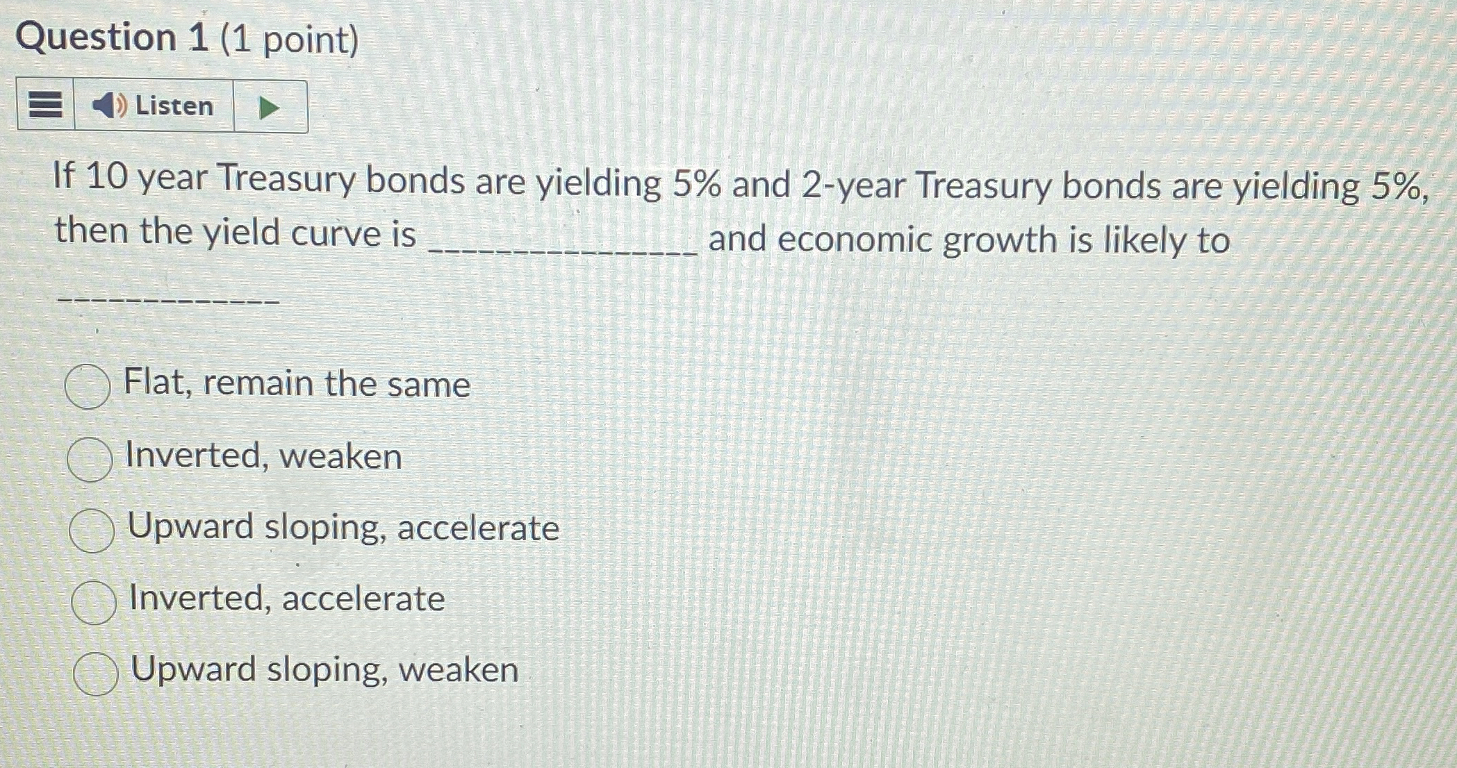 Question 1 ( 1 point ) If 1 0 year Treasury bonds