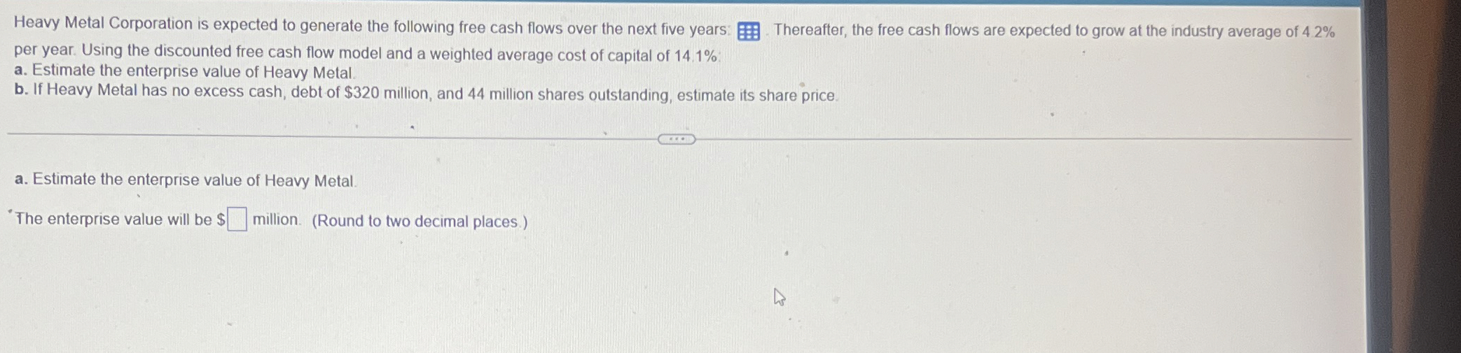 over the next five years: per year. Using the