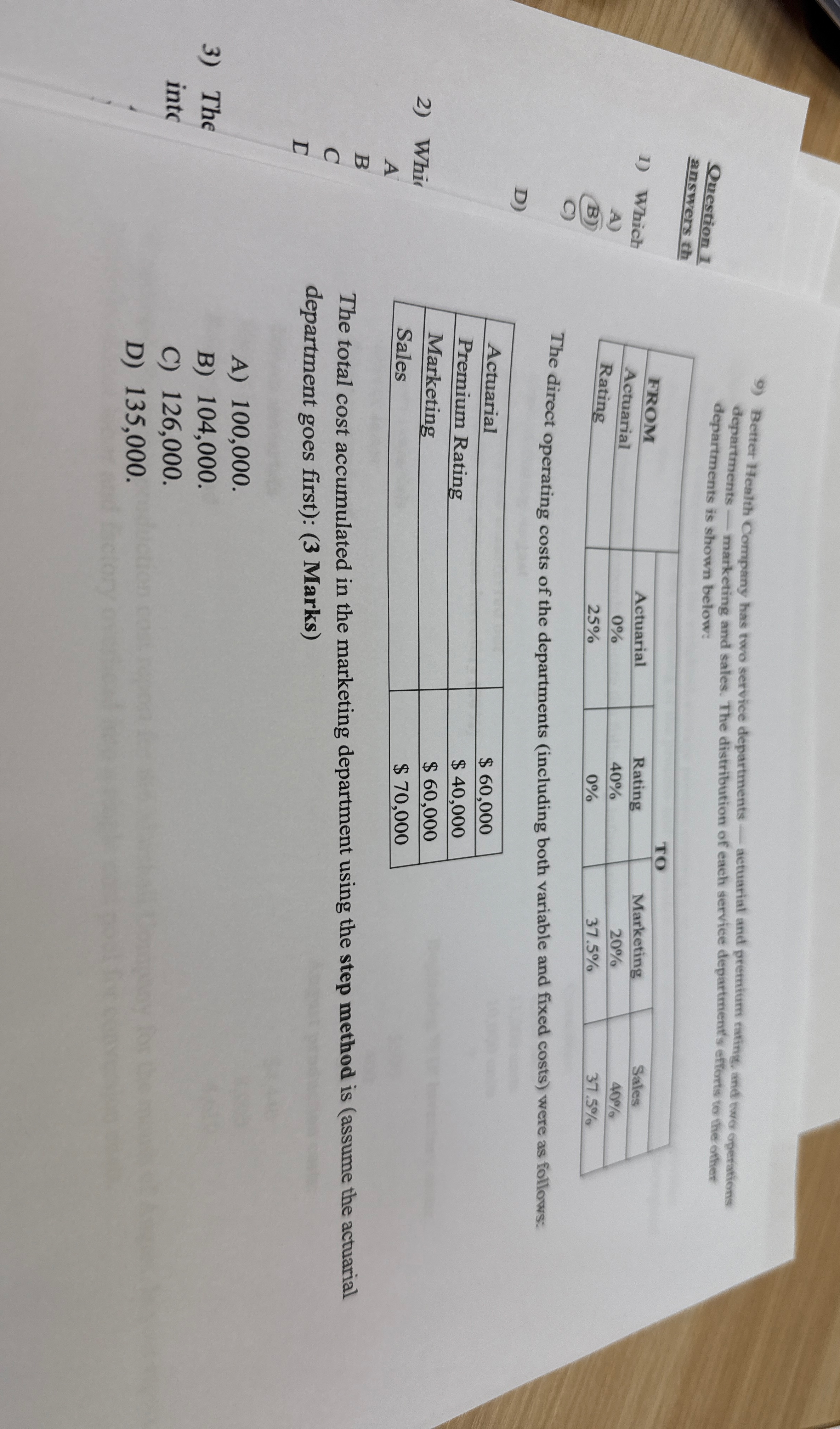 Question 1 answers th Which A ) B ) C ) Better