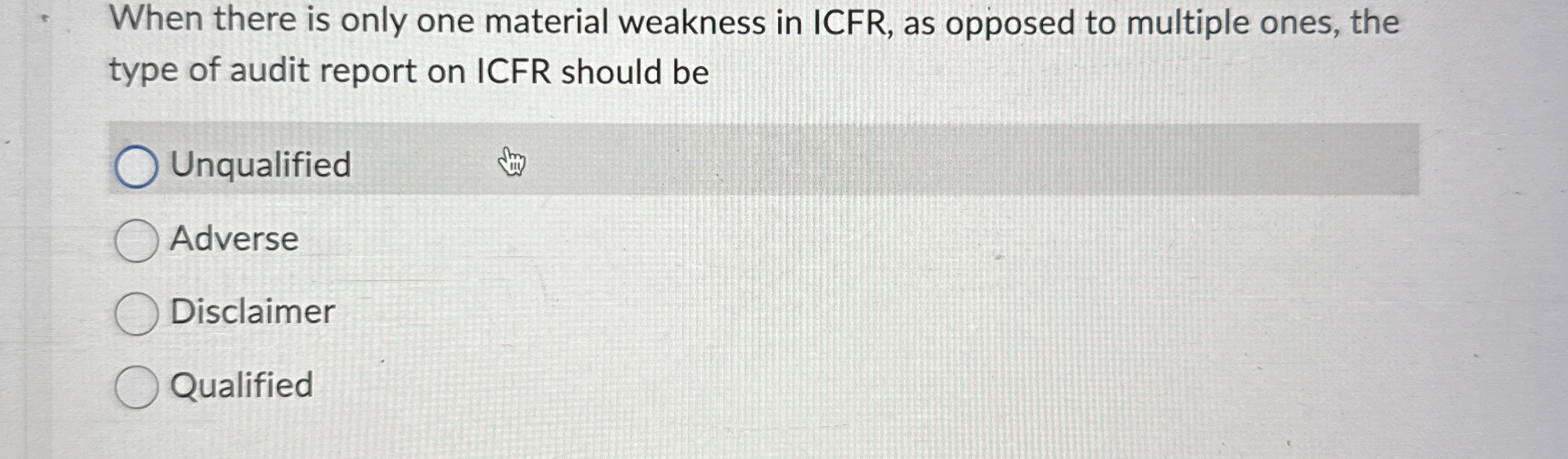 When there is only one material weakness in ICFR,