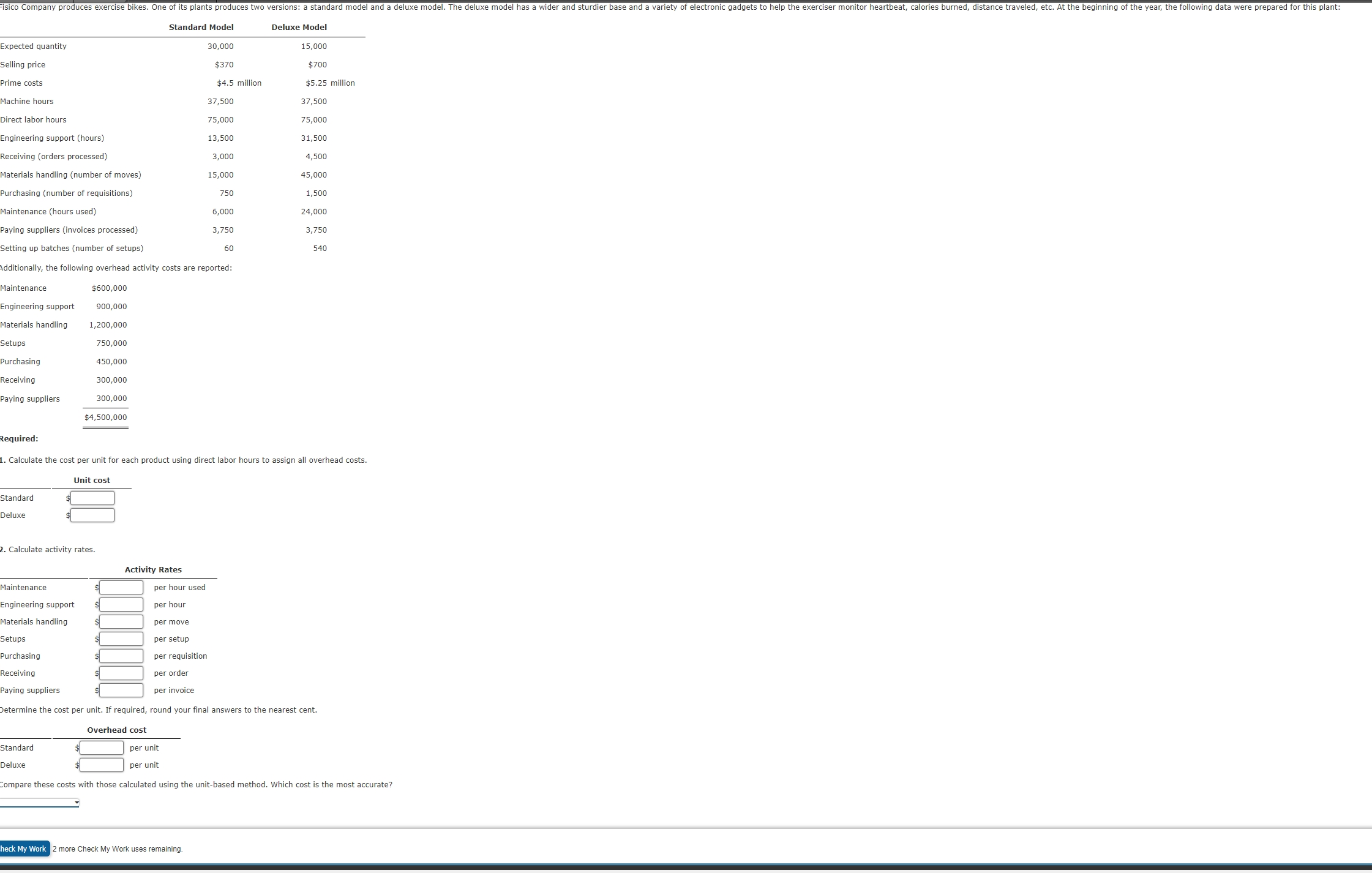 Additionally, the following overhead activity