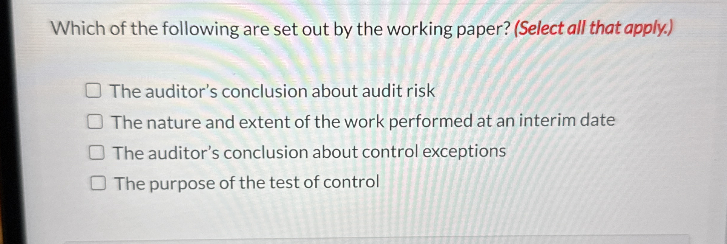 Which of the following are set out by the working