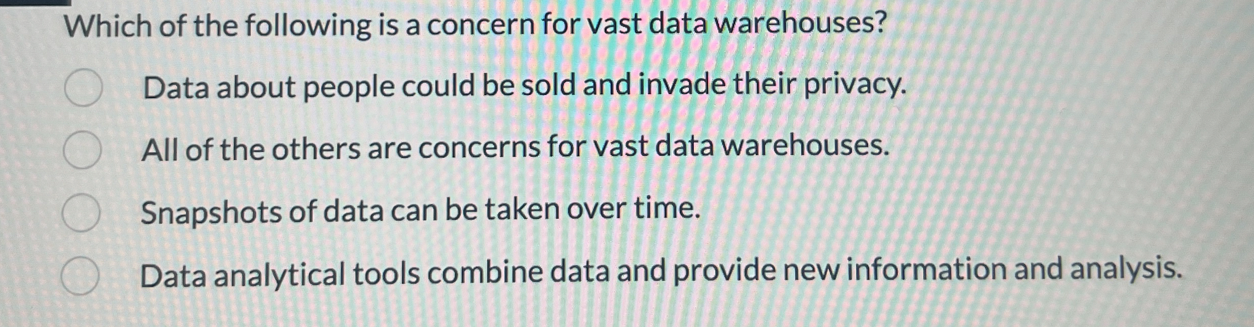 Which of the following is a concern for vast data