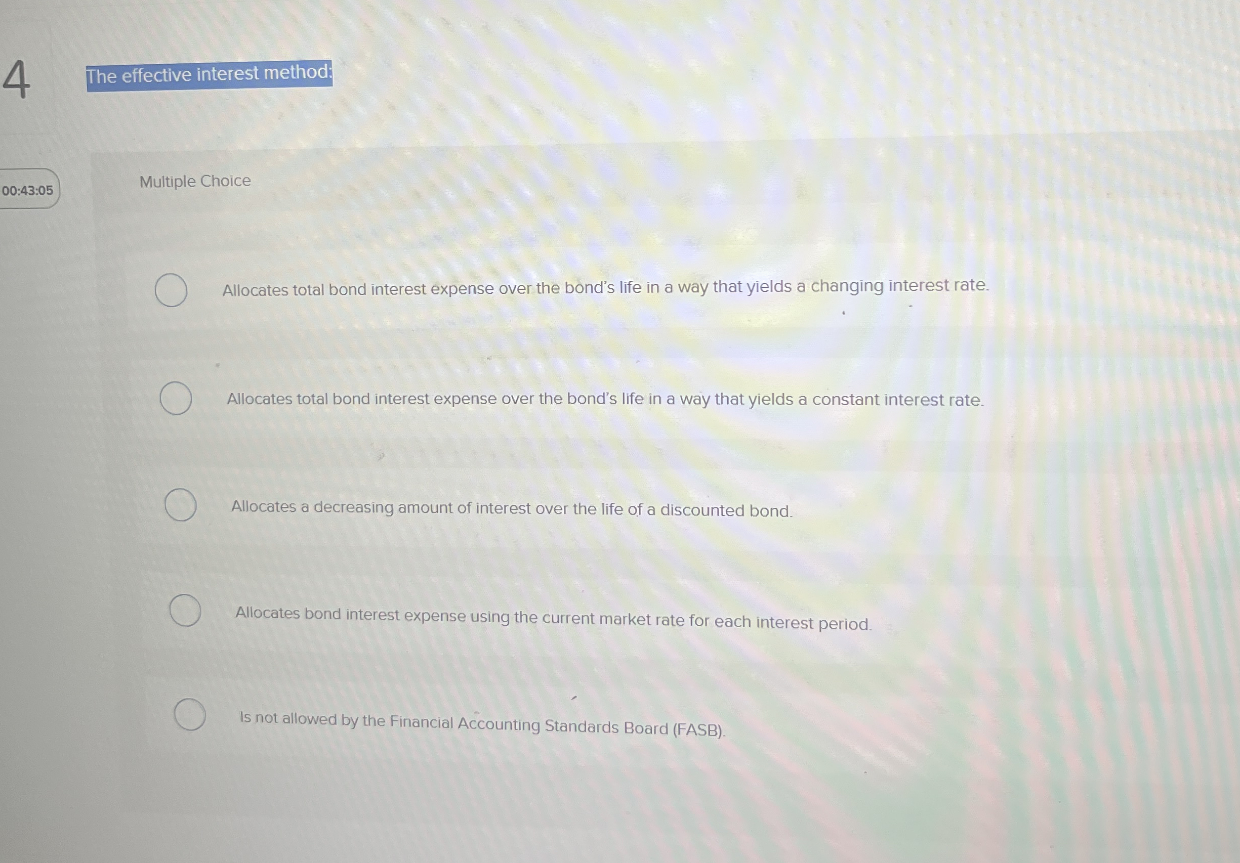 4 The effective interest method: 0 0 : 4 3 : 0 5