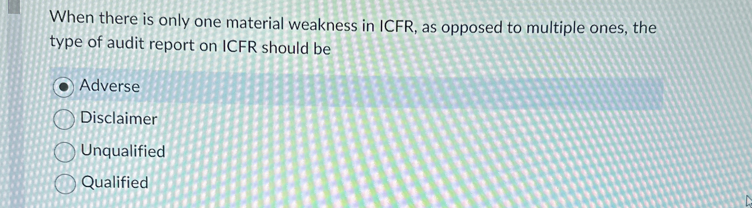 When there is only one material weakness in ICFR,