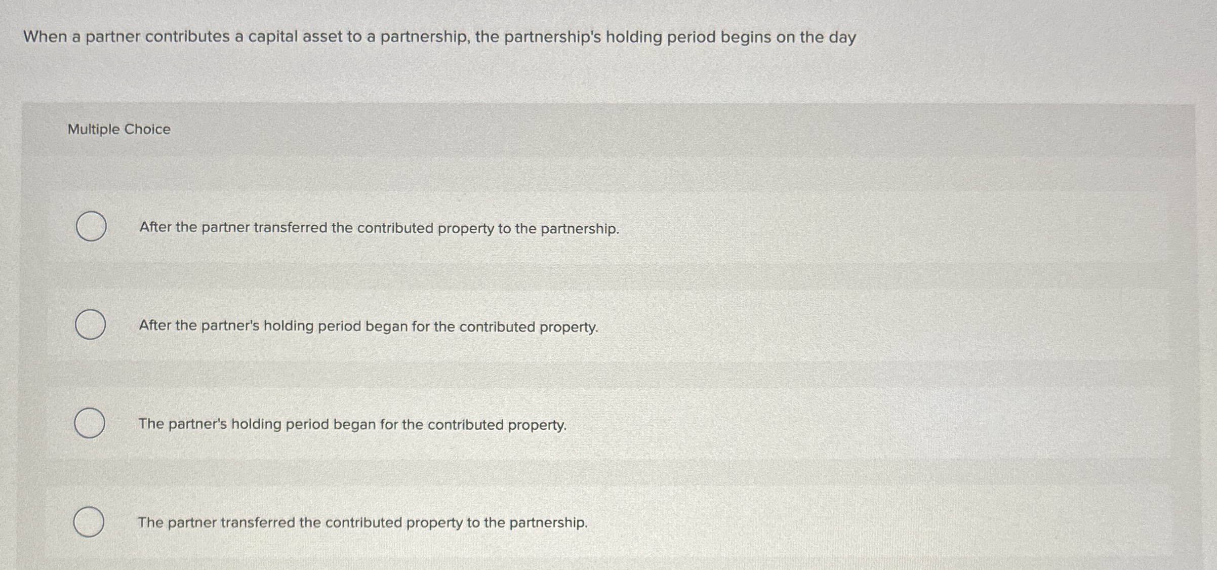 When a partner contributes a capital asset to a
