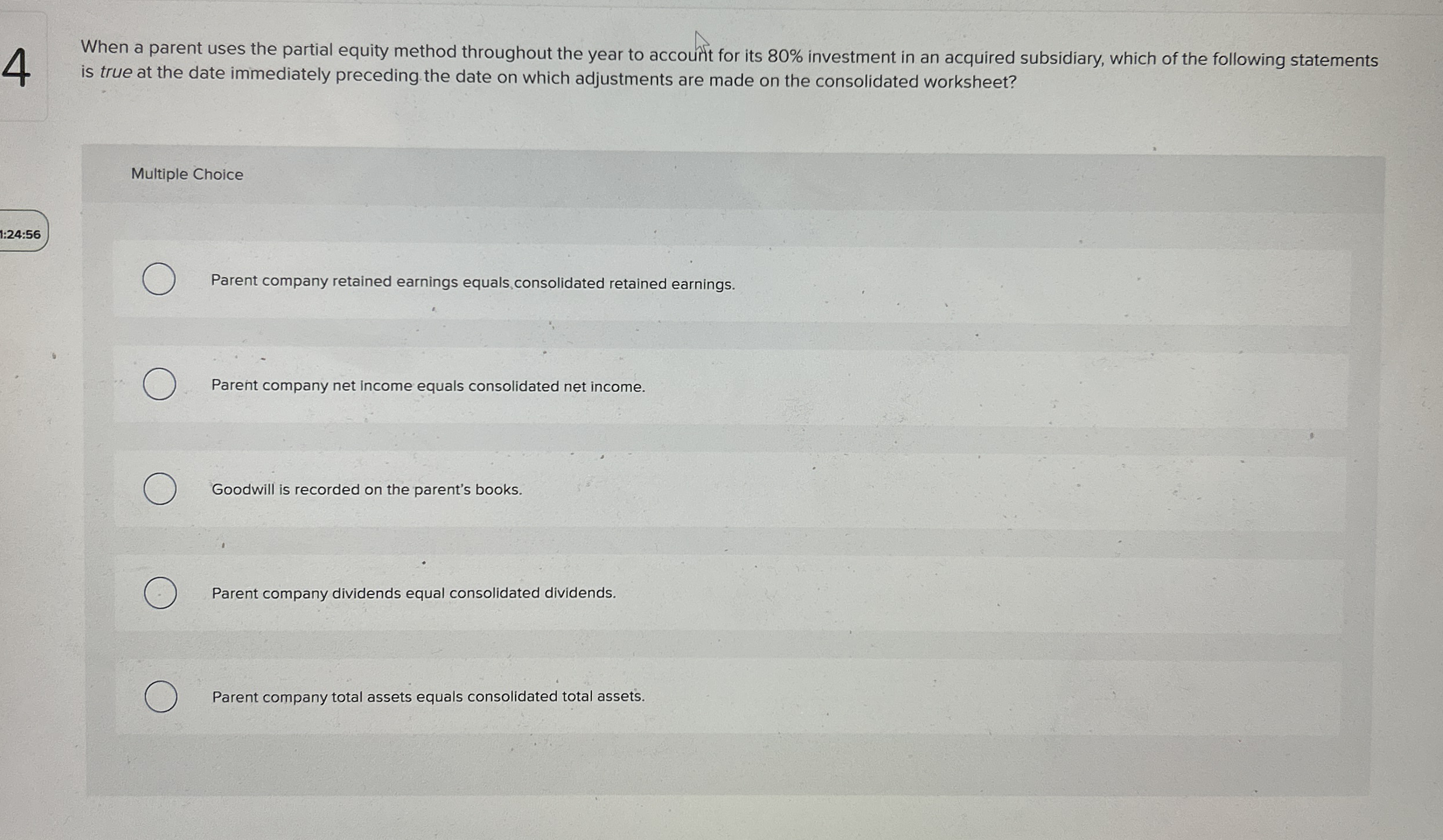 4 When a parent uses the partial equity method