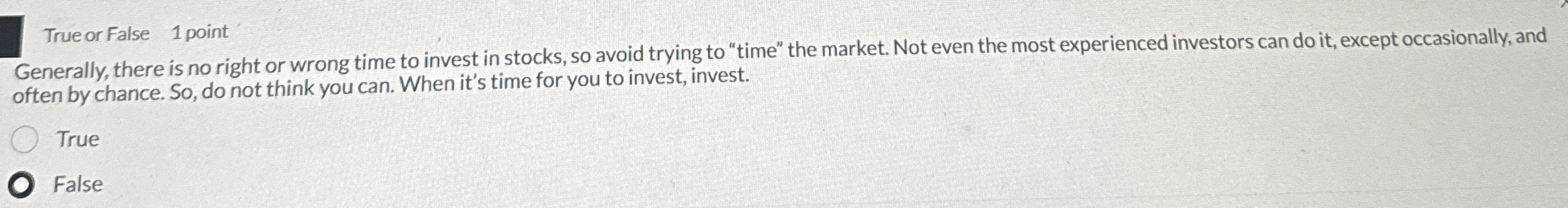 True or False 1 point Generally, there is no