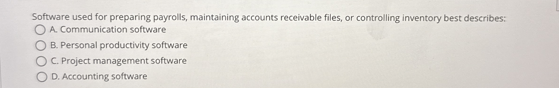 Software used for preparing payrolls, maintaining