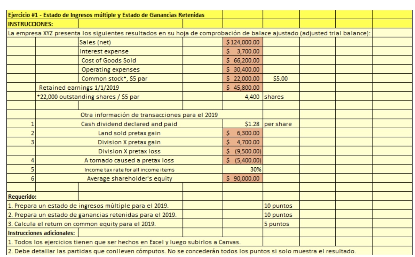\ table [ [ Ejercicio # 1 - Estado de Ingresos m