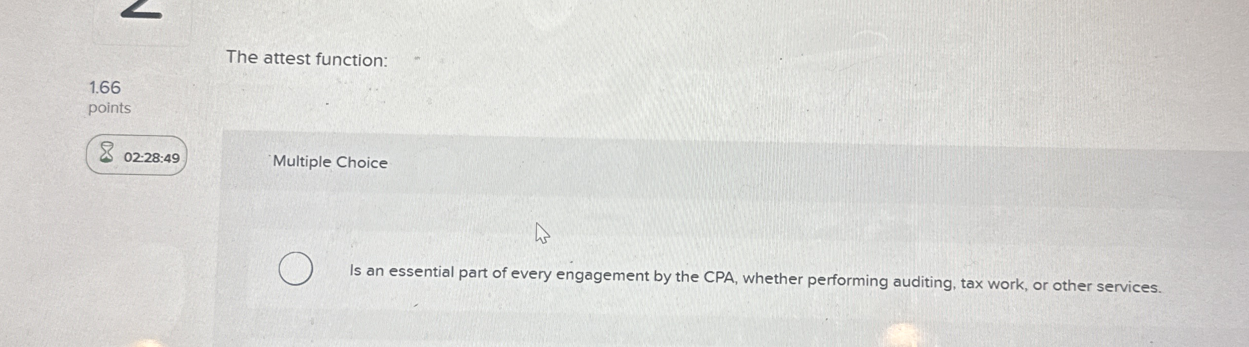 The attest function: 1 . 6 6 points 0 2 - 2 8 : 4