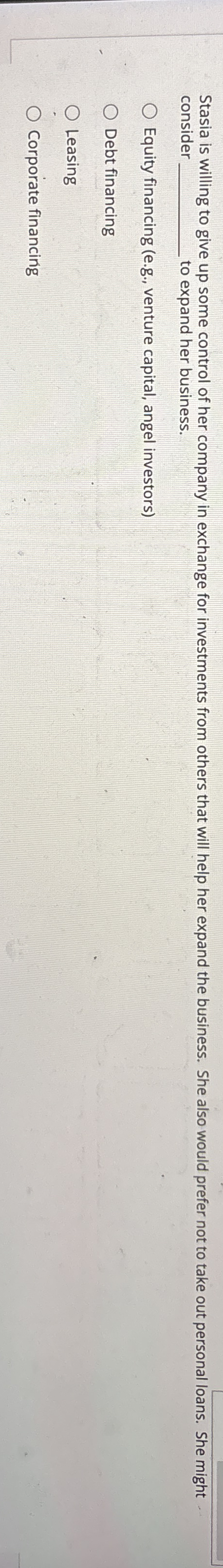 Stasia is willing to give up some control of her