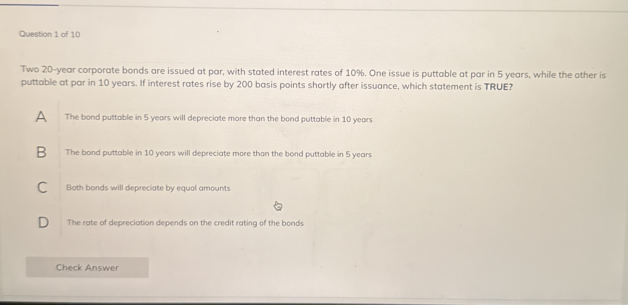 Question 1 of 1 0 Two 2 0 - year corporate bonds