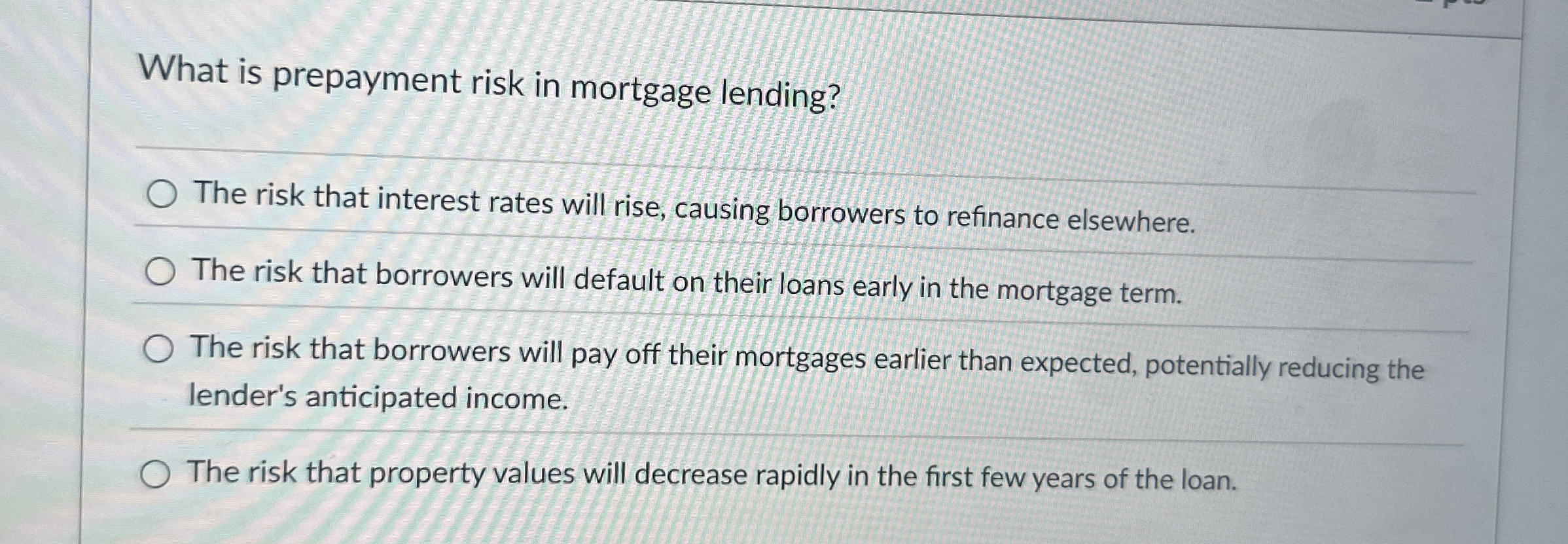 What is prepayment risk in mortgage lending? The