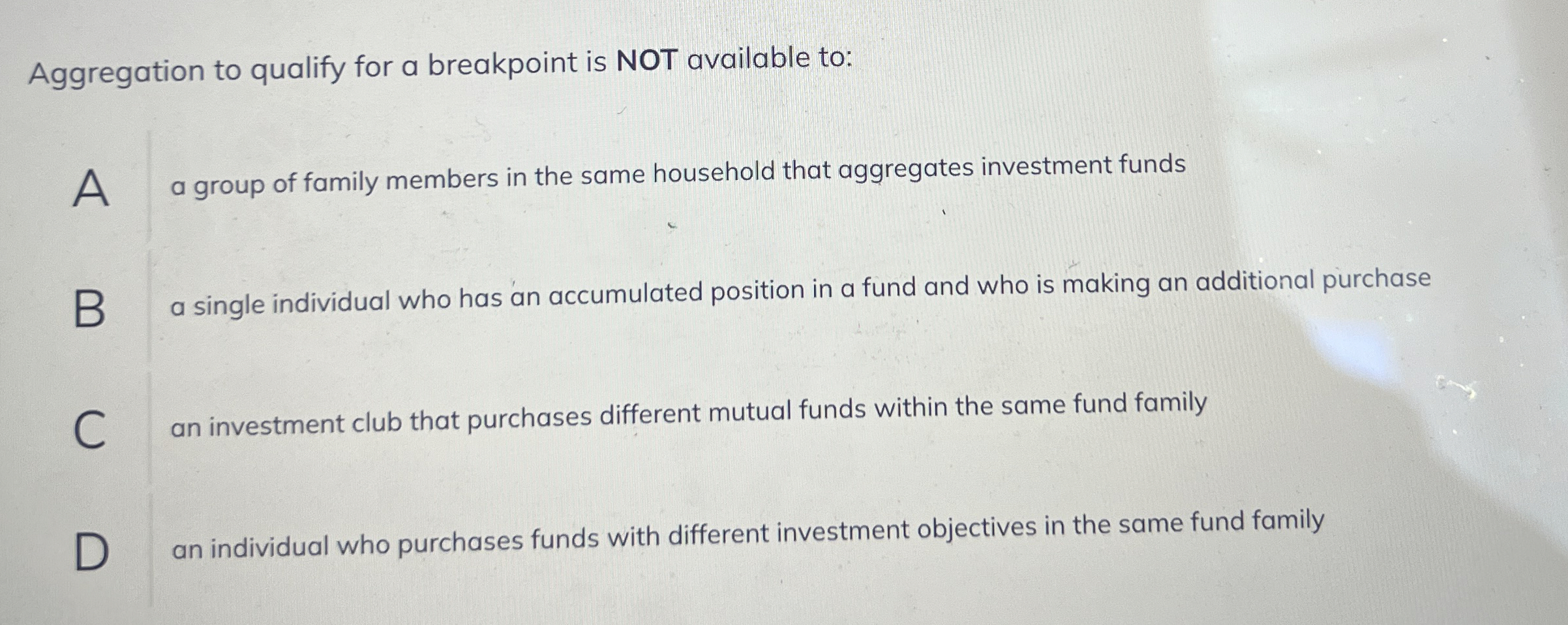 Aggregation to qualify for a breakpoint is NOT