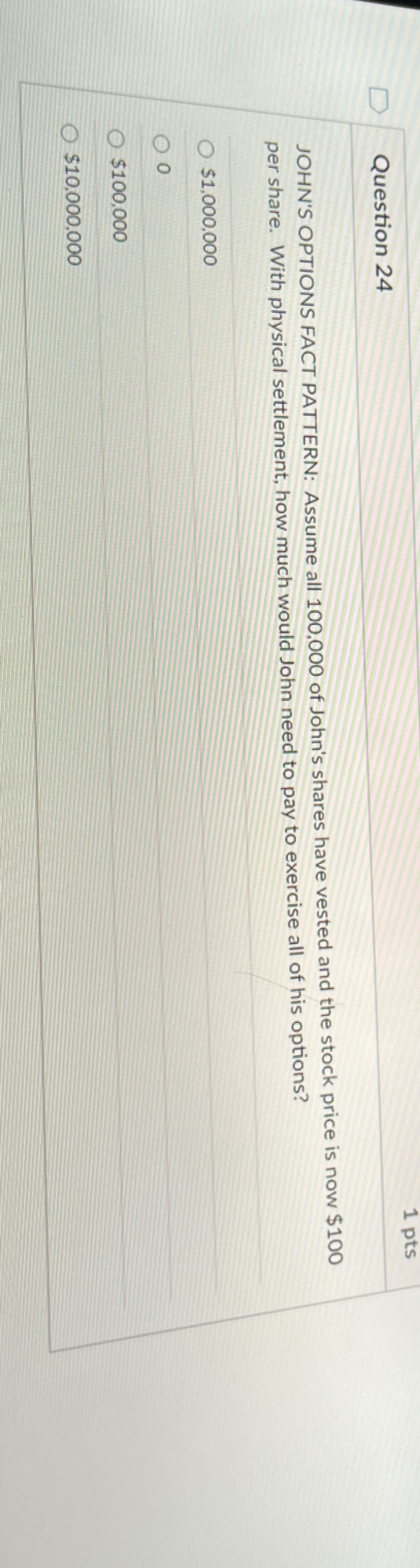 Question 2 4 JOHN'S OPTIONS FACT PATTERN: Assume