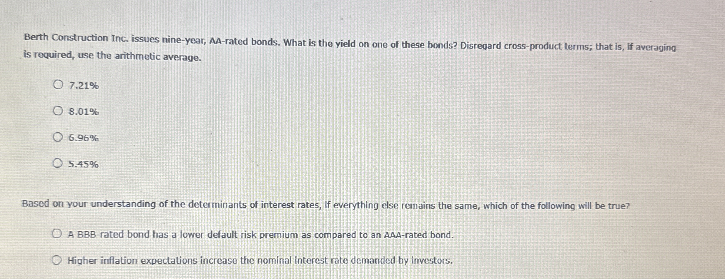 Berth Construction Inc. issues nine - year, AA -