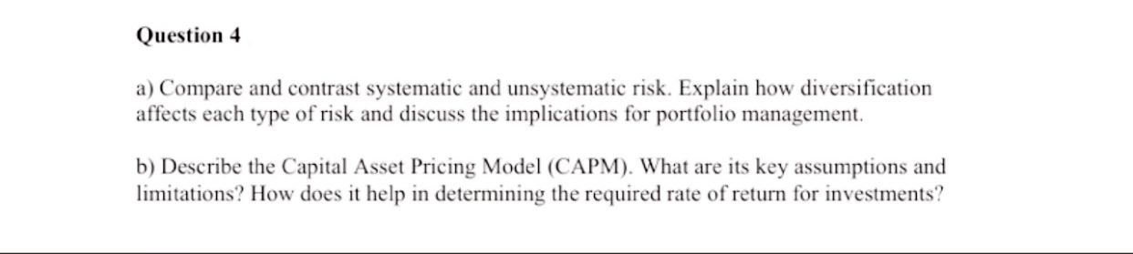 Question 4 a ) Compare and contrast systematic