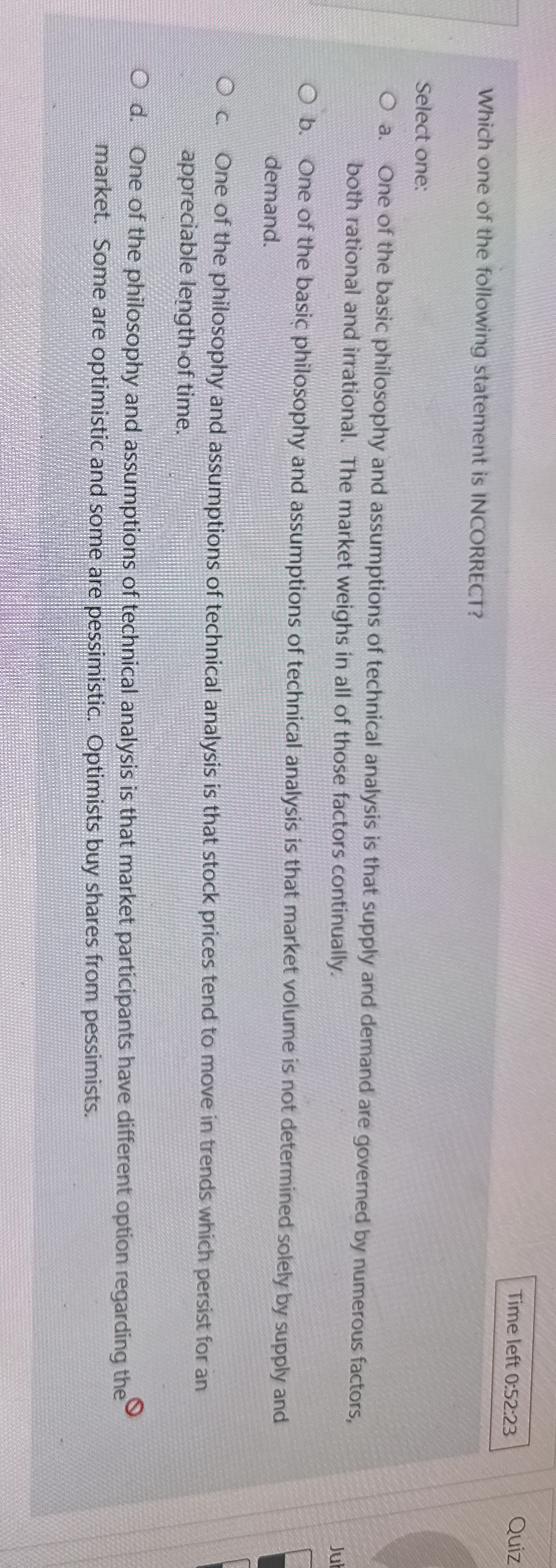 Time left 0 : 5 2 : 2 3 Which one of the