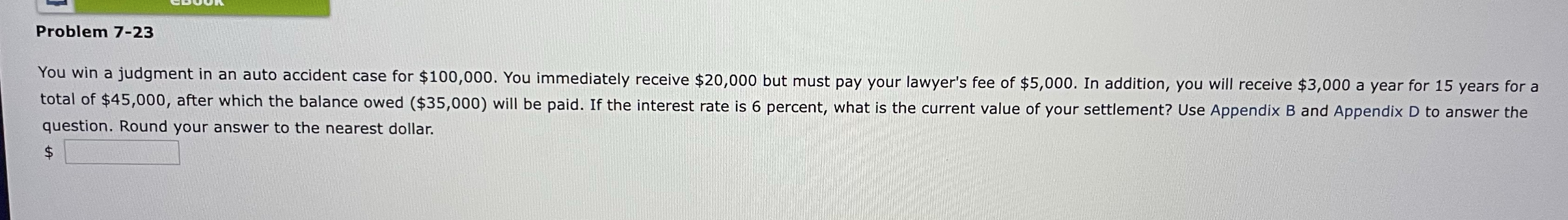Problem 7 - 2 3 You win a judgment in an auto