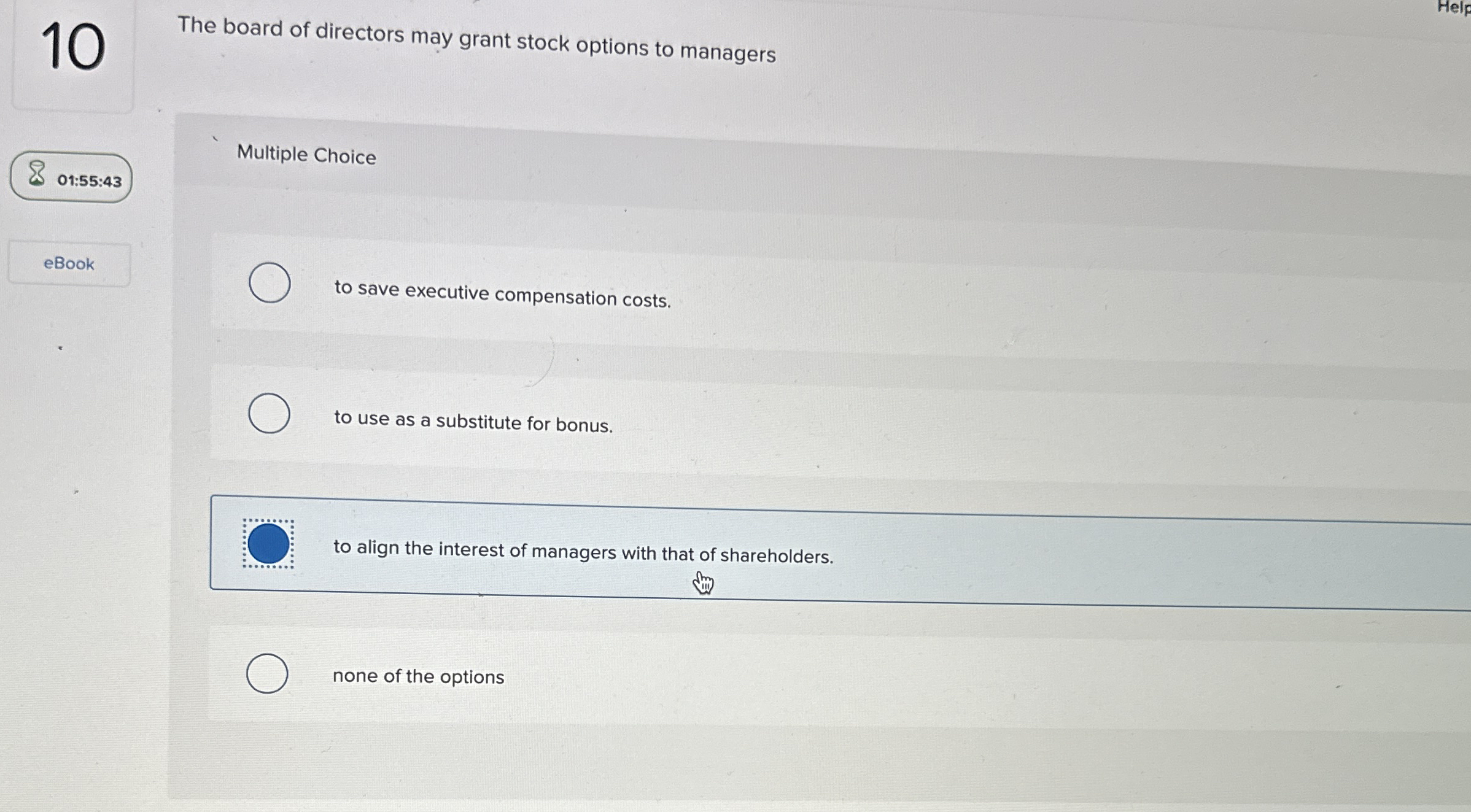 1 0 The board of directors may grant stock