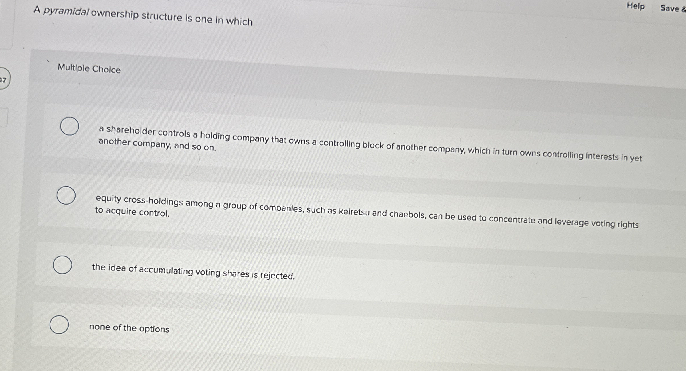 Help Save & Multiple Choice a shareholder