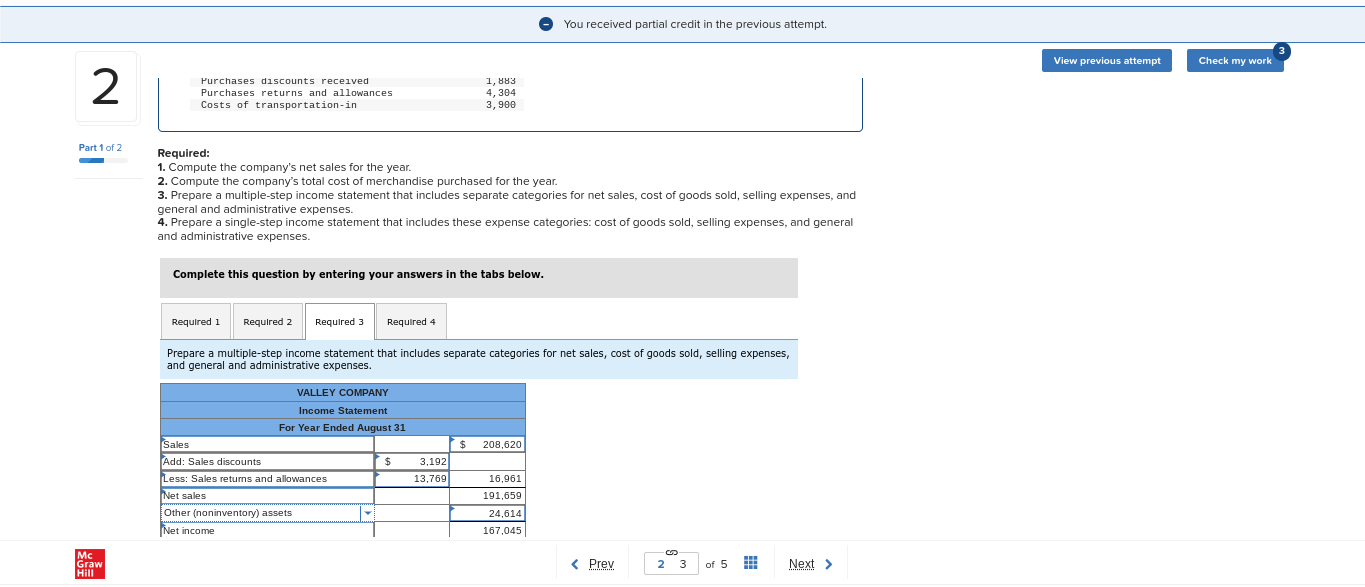 You received partial credit in the previous