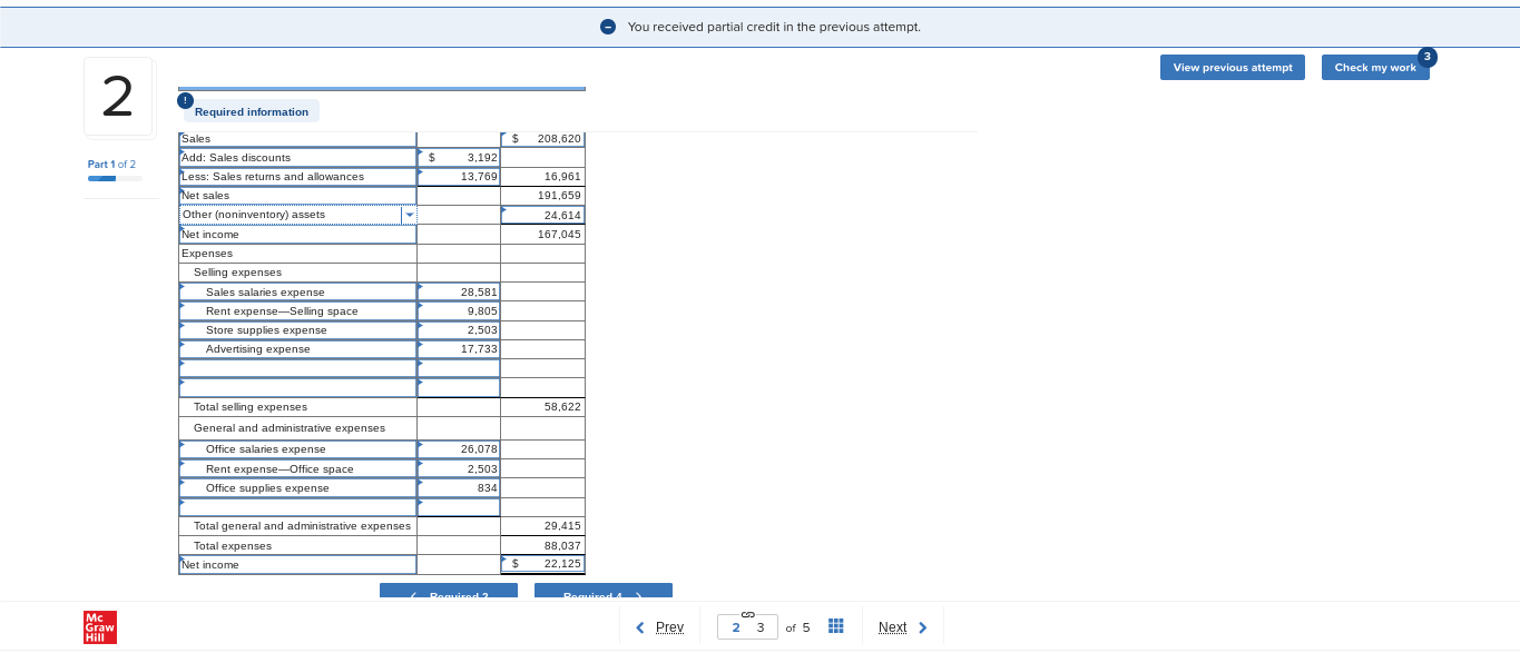 You received partial credit in the previous