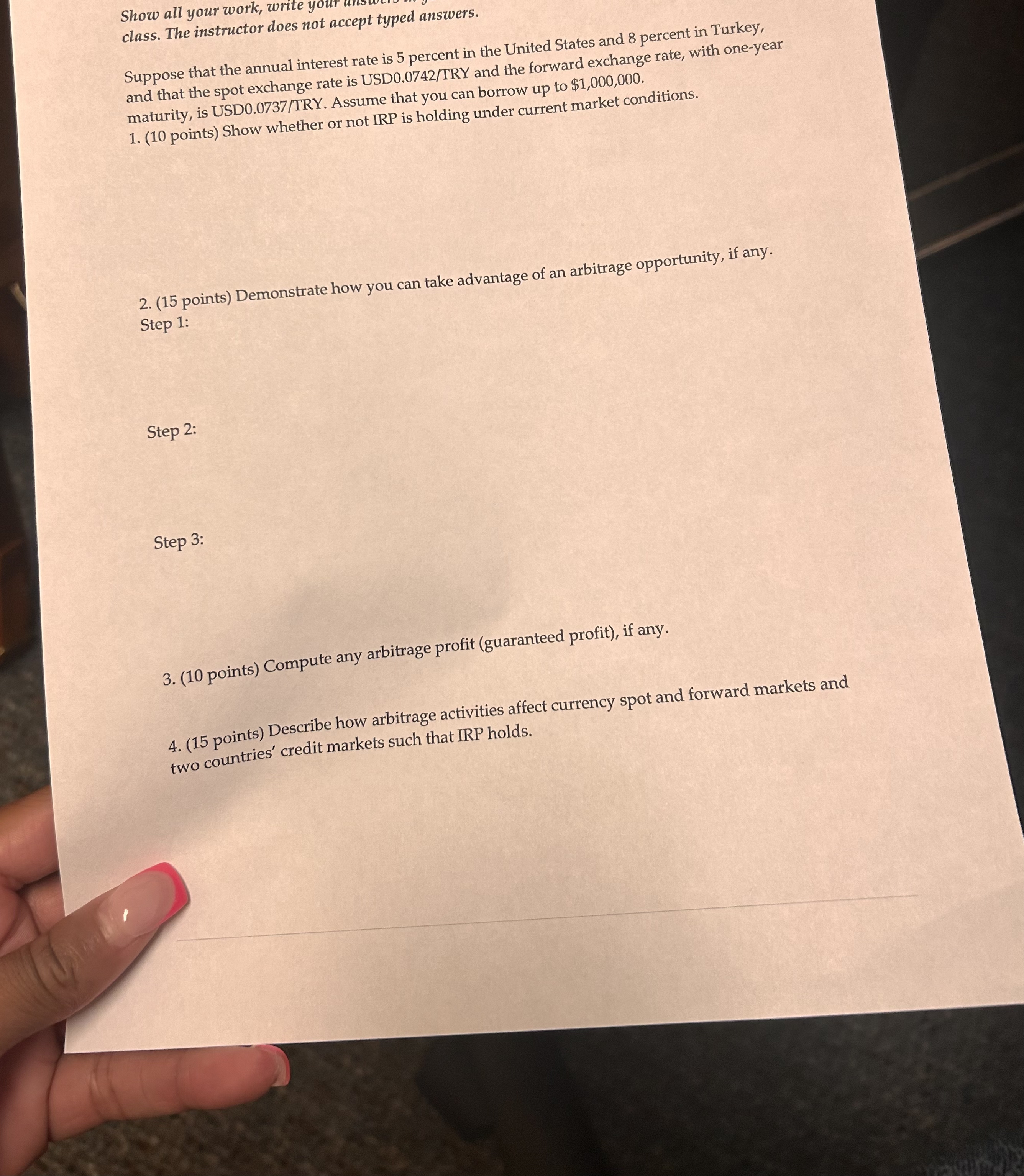 Show all your work, write your class. The