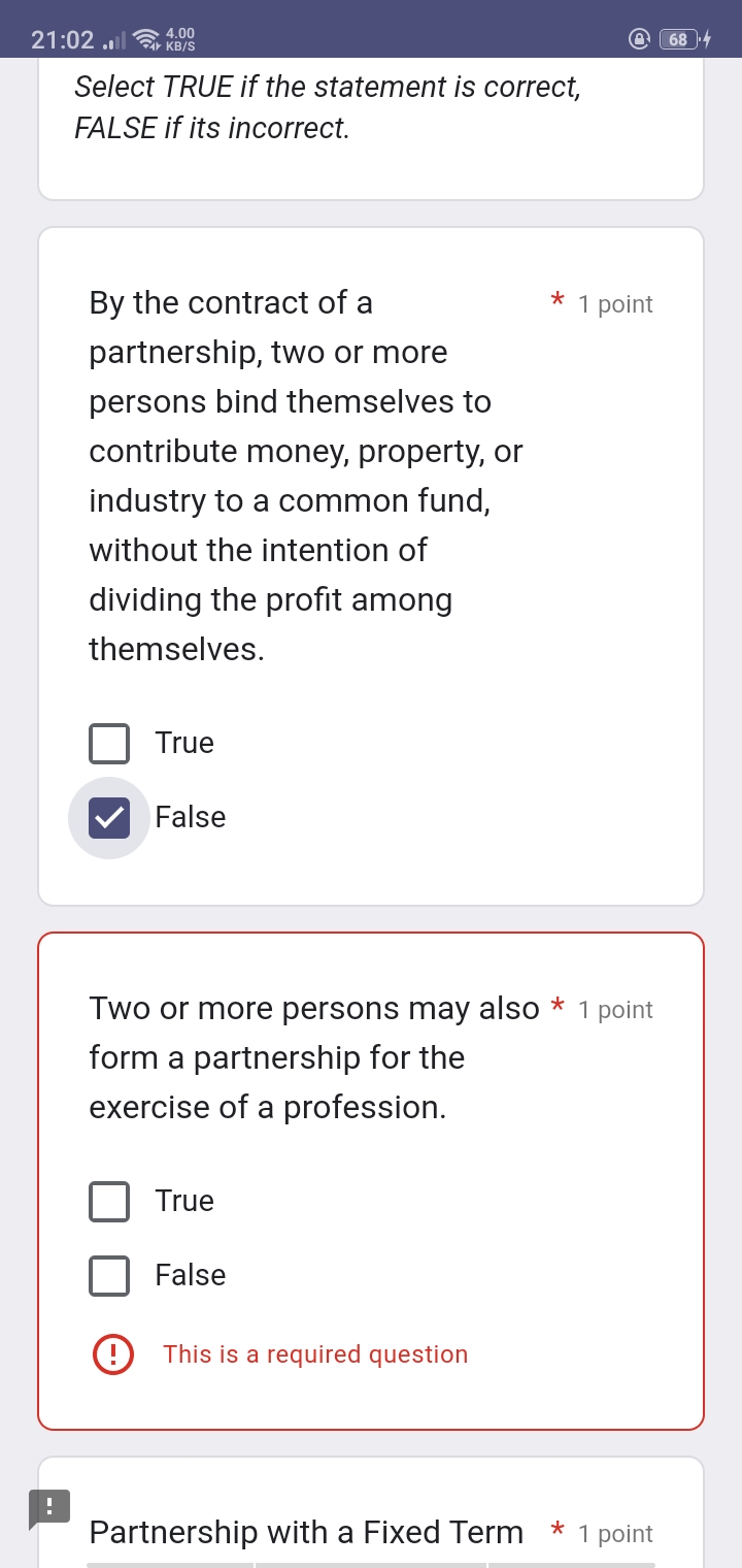 Select TRUE if the statement is correct, FALSE if