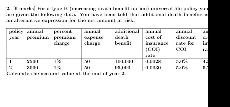2. [6 marks] For a type B (increasing death
