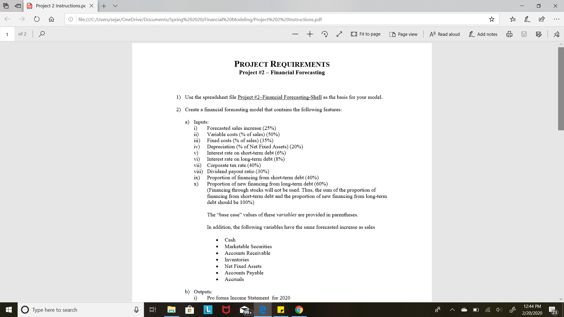 I am working on a Project for a Financial