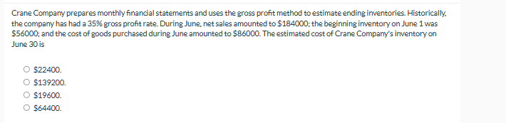 Oriole Department Store estimates inventory by