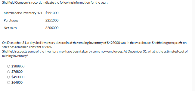 Oriole Department Store estimates inventory by