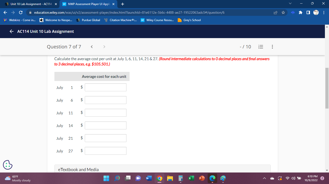Unit 10 Lab Assignment - AC114 X WP NWP