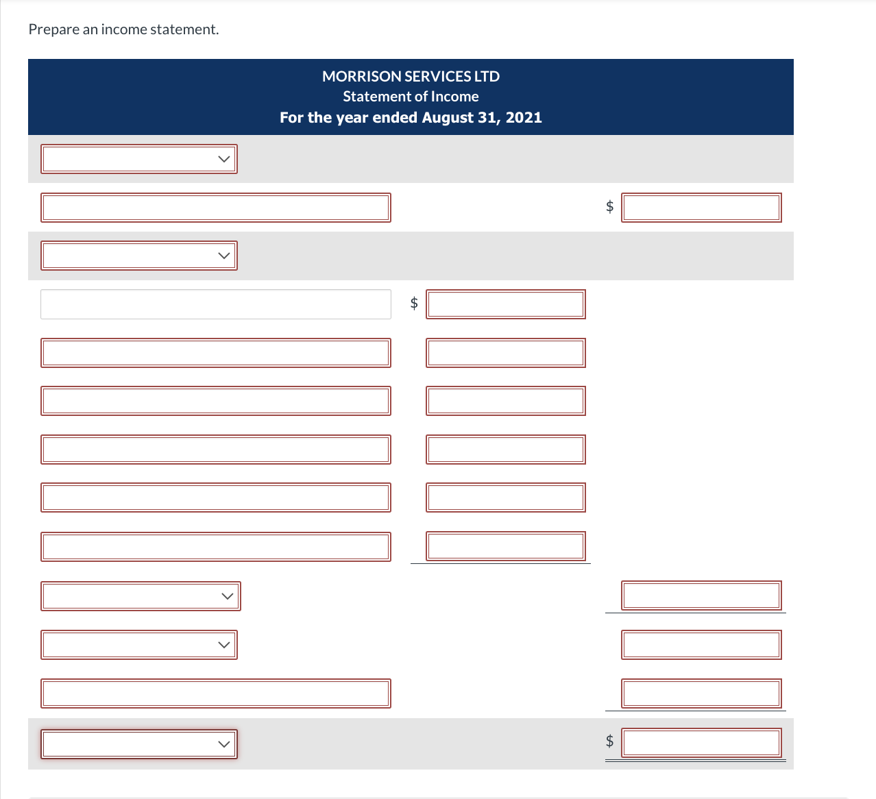 I need help on this Accounting Question: Morrison
