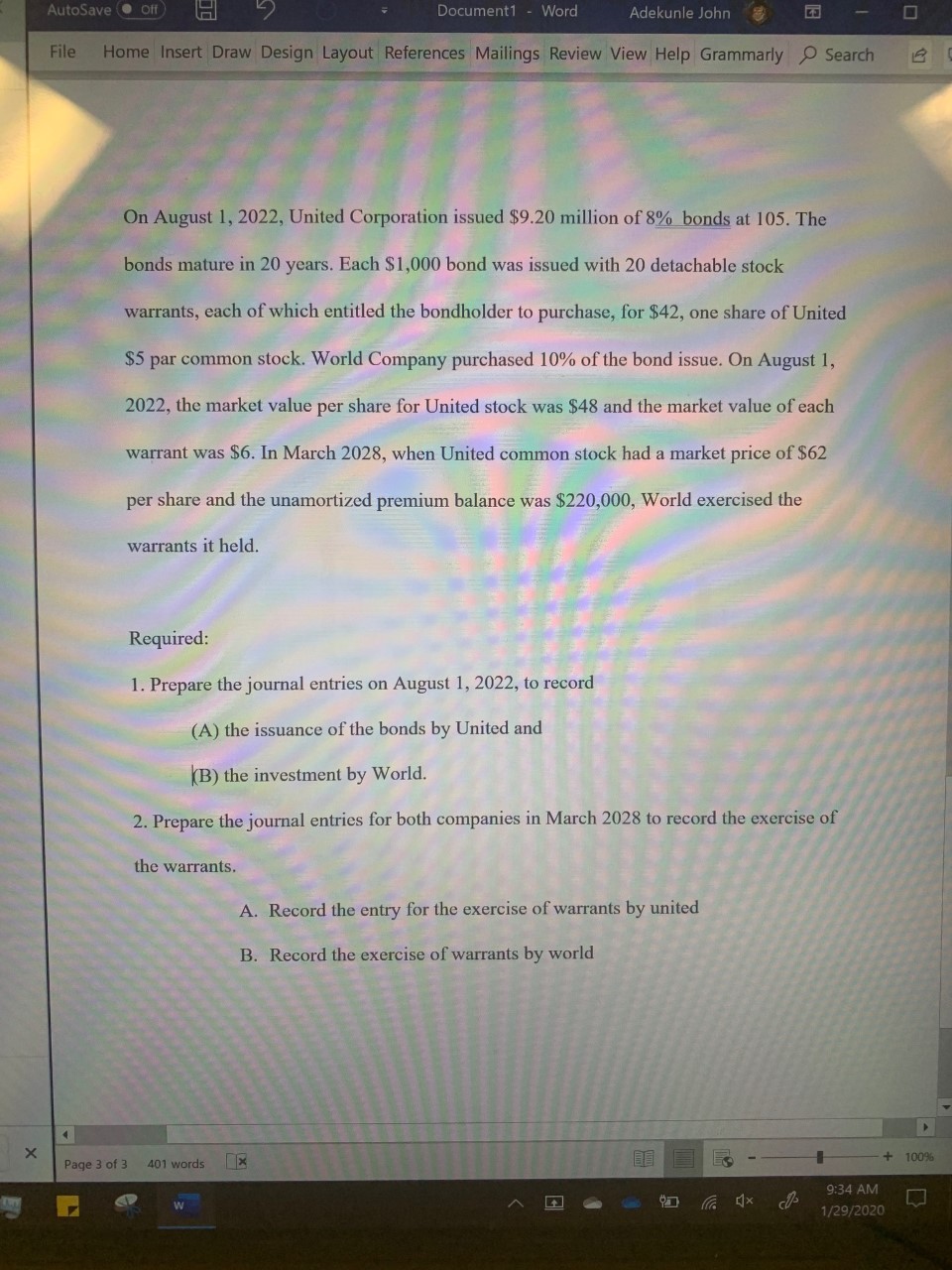 AutoSave (. off ) Document1 - Word Adekunle John