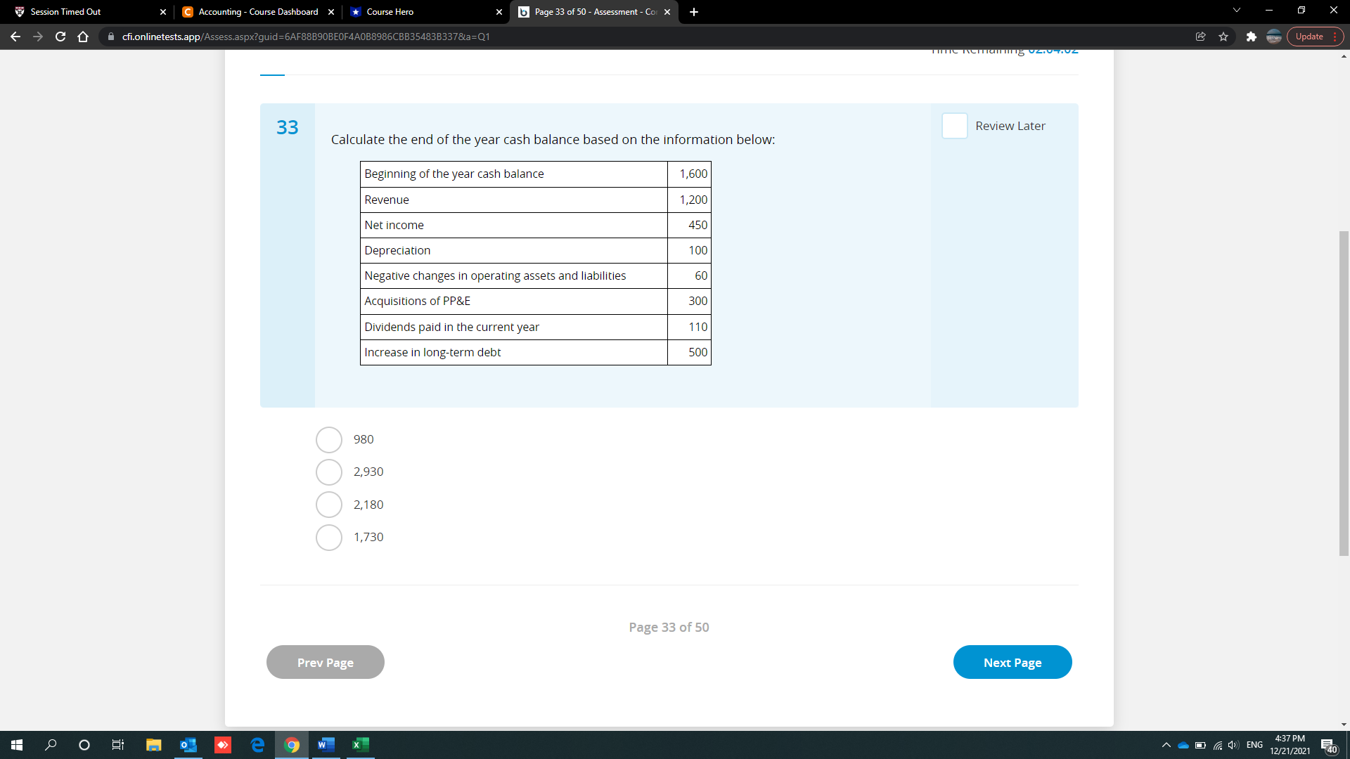 Session Timed Out C Accounting - Course Dashboard
