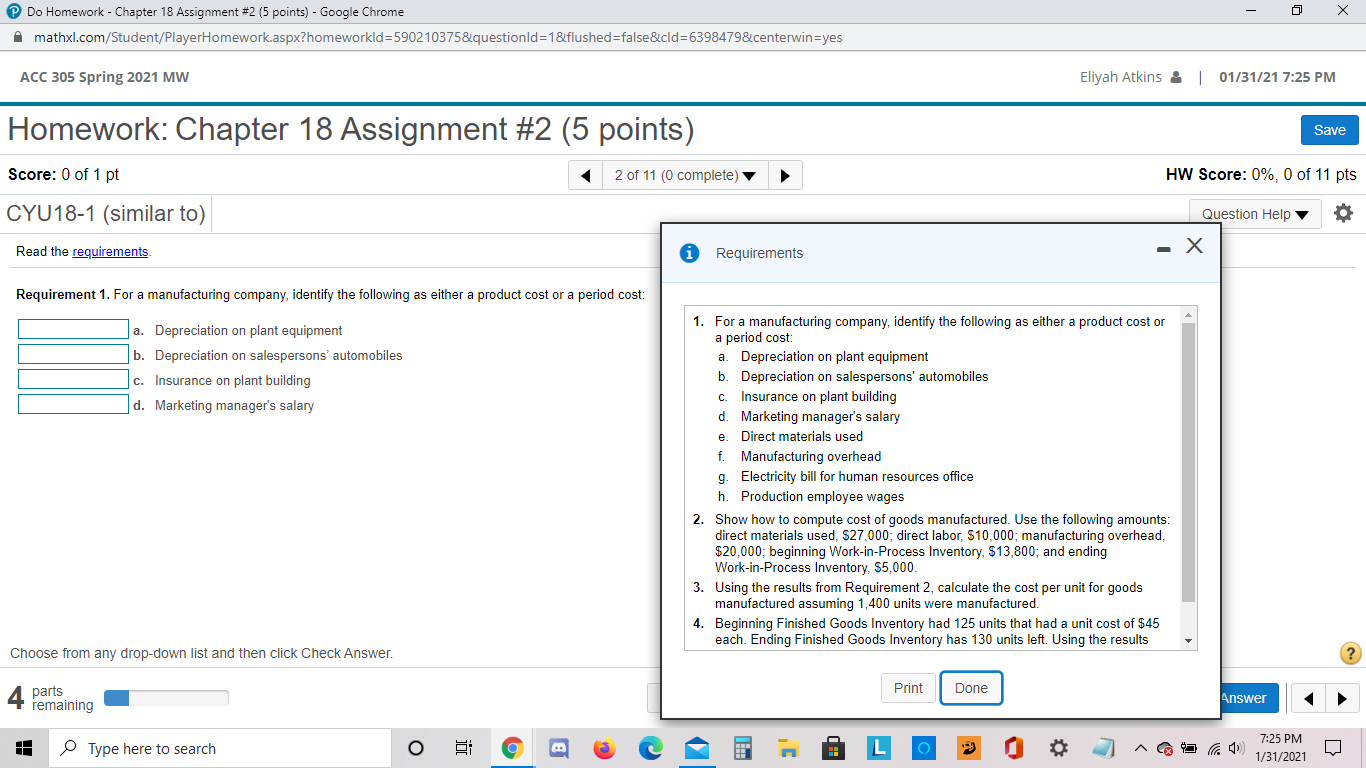 Managerial accounting problems. Do Homework -