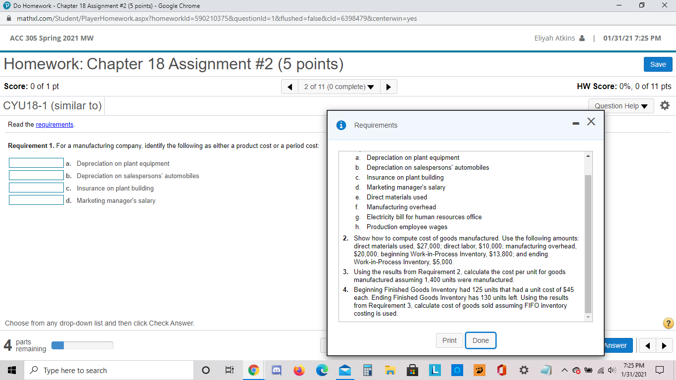 Managerial accounting problems. Do Homework -