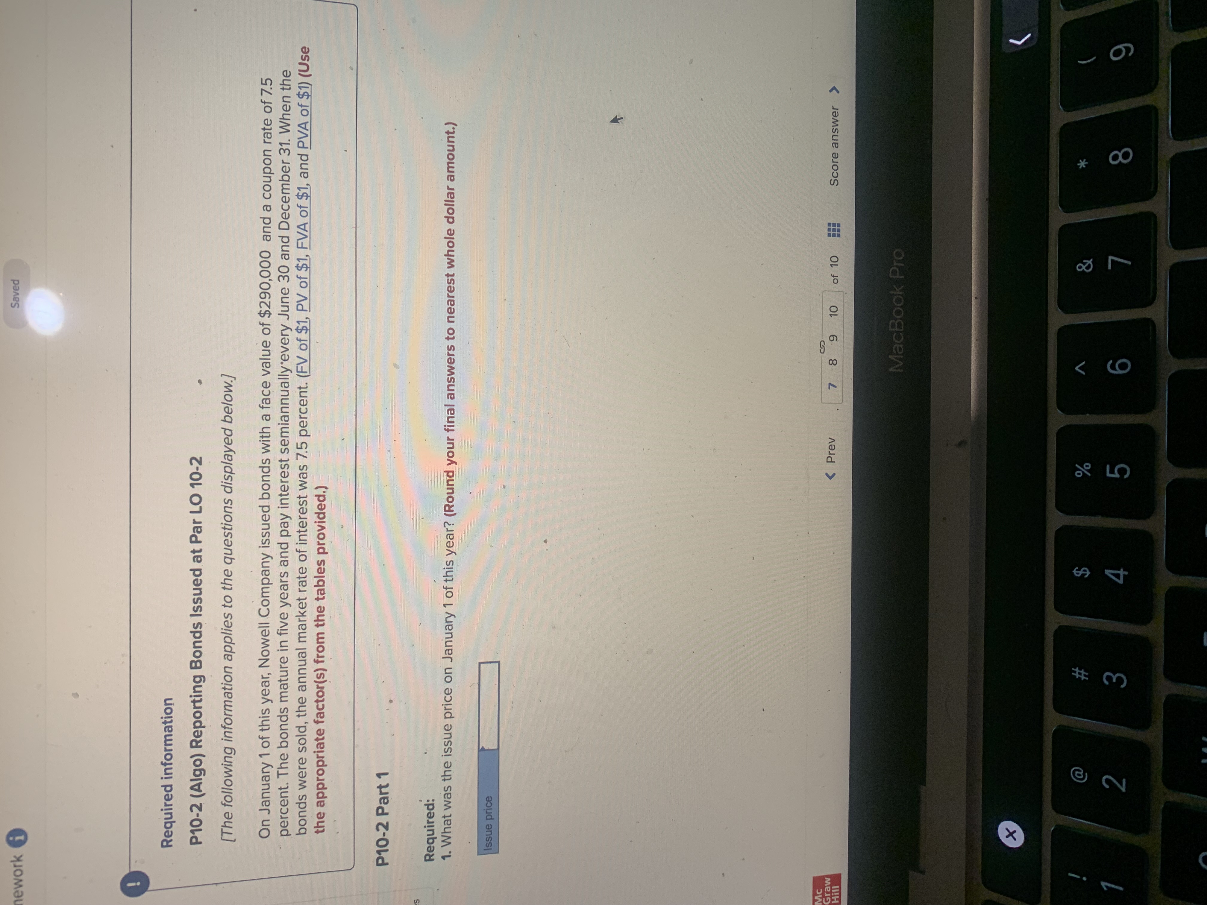 ework i Saved Required information P10-2 (Algo)